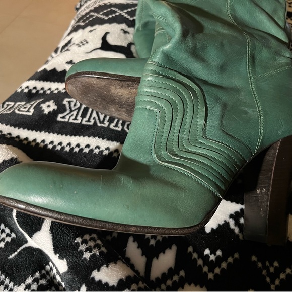 Miss Sixty Authentic Italian Leather Green High Heel Boots size 41 (9.5) - Picture 3 of 8
